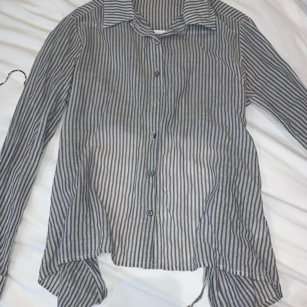 Anthropology open tie-back blouse